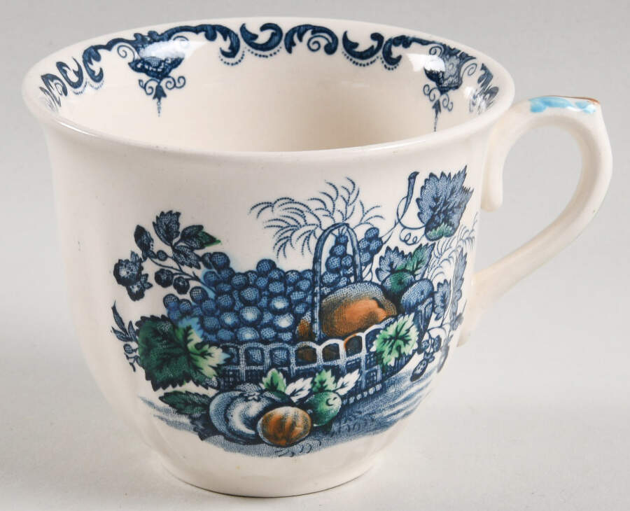 Fruit Basket Blue Multicolor Flat Cup by Mason's-1