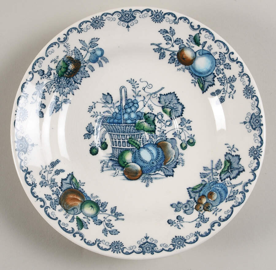 Fruit Basket Blue Multicolor Saucer for Cream Soup Bowl by Mason's-1