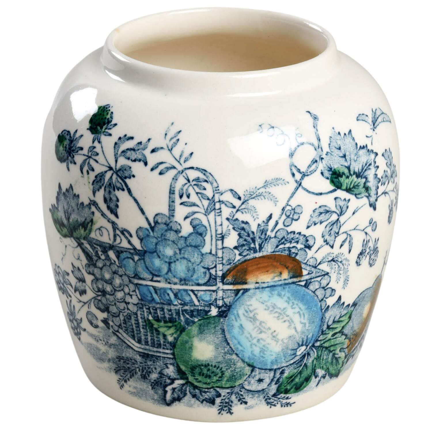 Fruit Basket Blue Multicolor Small Ginger Jar No Lid by Mason's-1