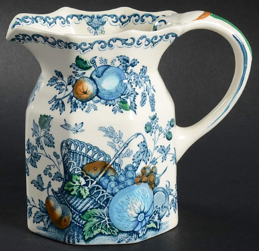 Fruit Basket Blue Multicolor 16 Oz Fenton Jug by Mason's-1