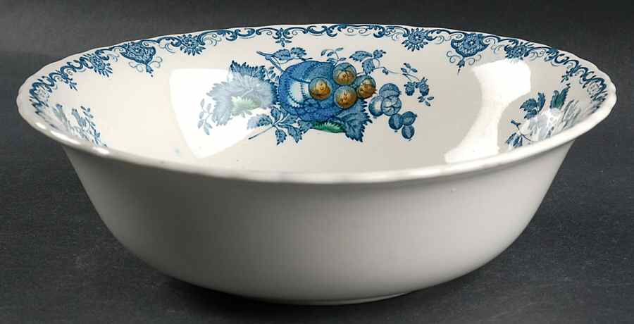 Fruit Basket Blue Multicolor 9" Round Vegetable Bowl by Mason's-1