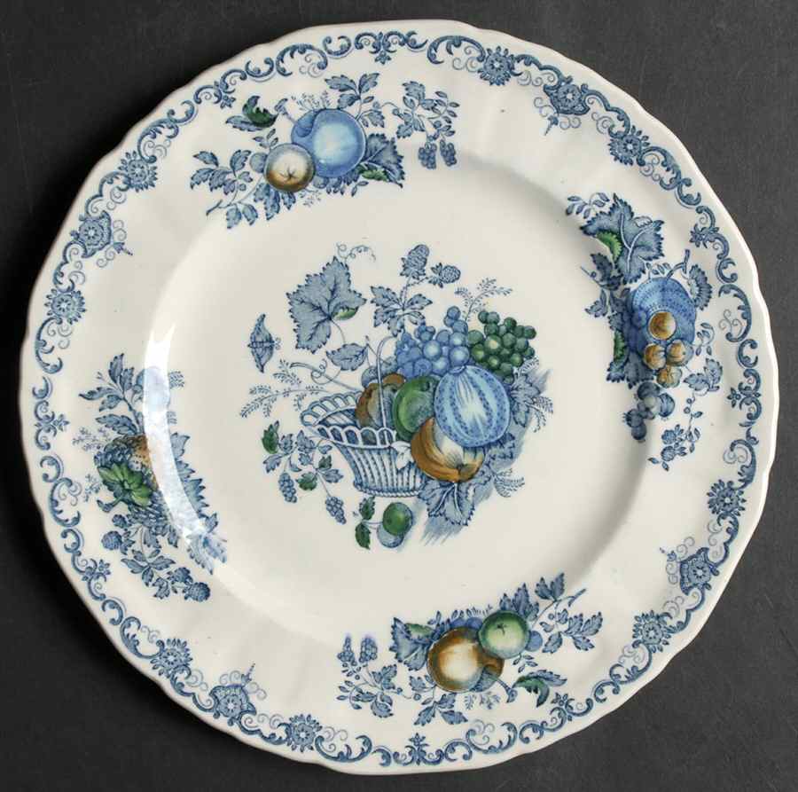 Fruit Basket Blue Multicolor Luncheon Plate by Mason's-1