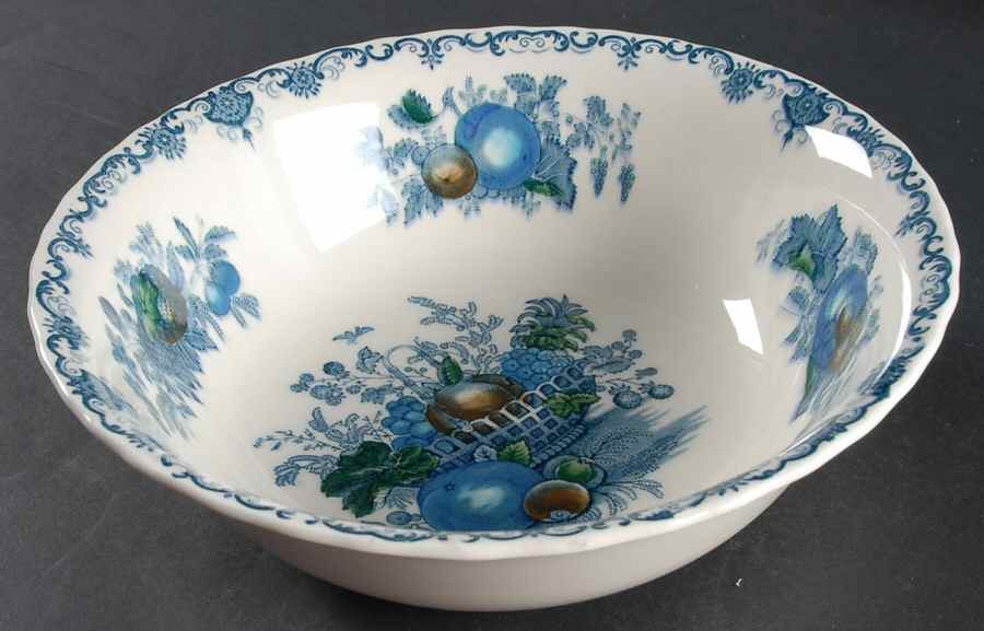 Fruit Basket Blue Multicolor 8" Round Vegetable Bowl by Mason's-1