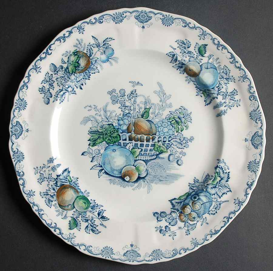 Fruit Basket Blue Multicolor Dinner Plate by Mason's-1