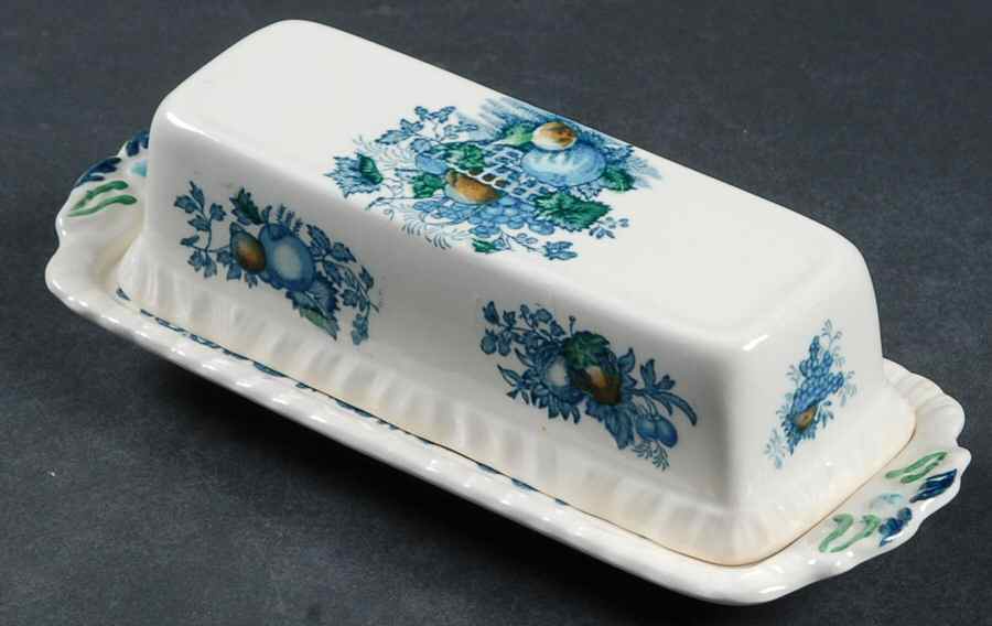 Fruit Basket Blue Multicolor 1/4 Lb Covered Butter by Mason's-1