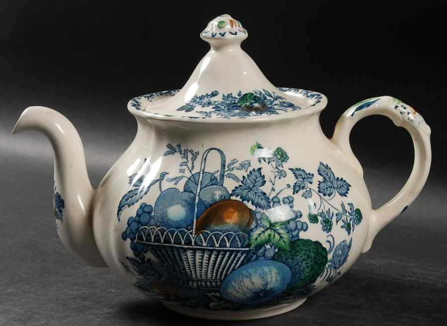 Fruit Basket Blue Multicolor Small Teapot & Lid by Mason's-1