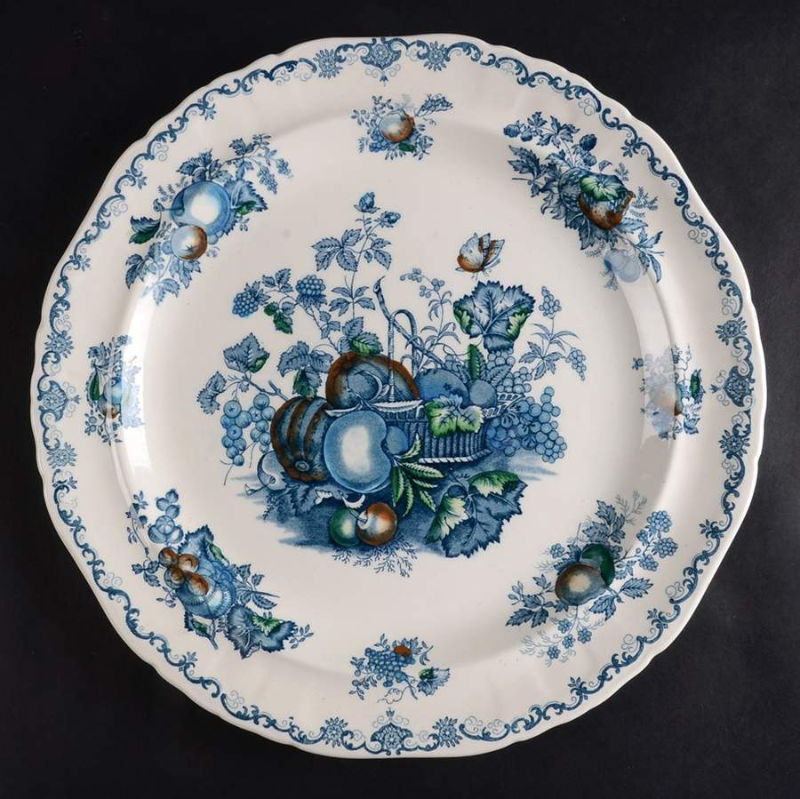 Fruit Basket Blue Multicolor 12" Chop Plate (Round Platter) by Mason's-1