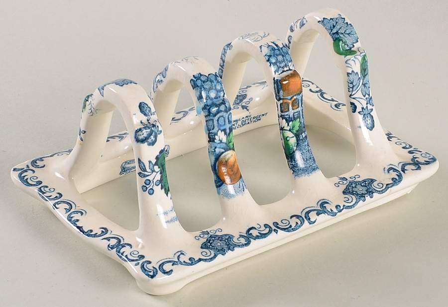 Fruit Basket Blue Multicolor Toast Server by Mason's-1