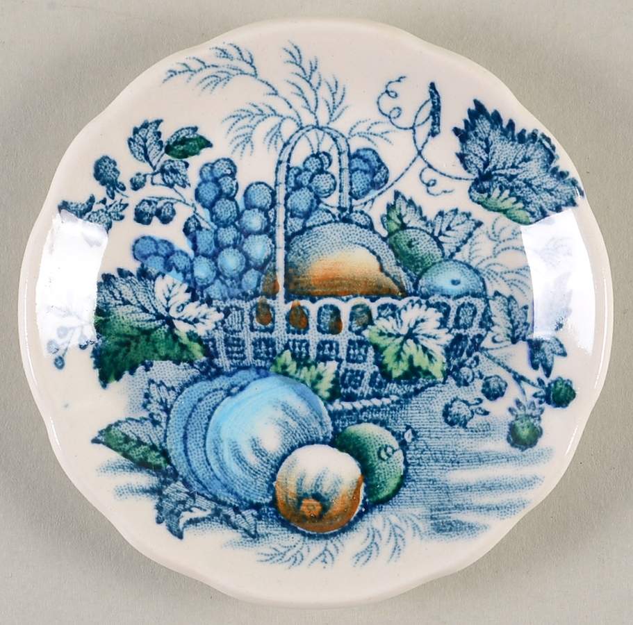 Fruit Basket Blue Multicolor Butter Pat by Mason's-1