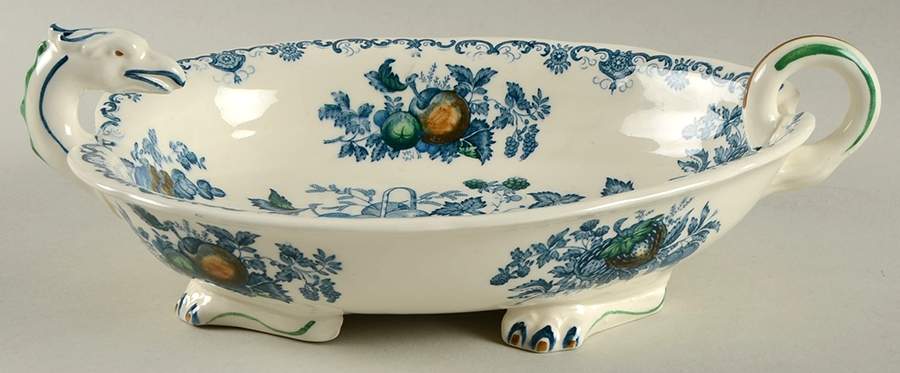 Fruit Basket Blue Multicolor Dragon Dish by Mason's-1