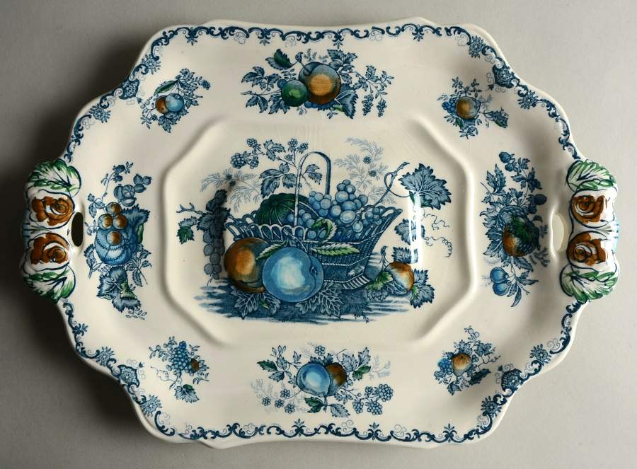 Fruit Basket Blue Multicolor Underplate for Tureen by Mason's-1