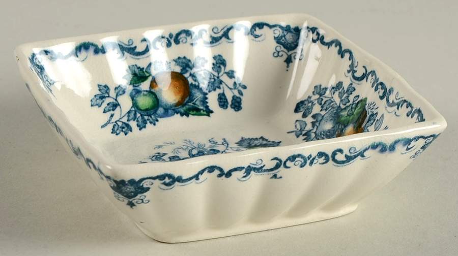 Fruit Basket Blue Multicolor 4" Square Sweet Meat by Mason's-1