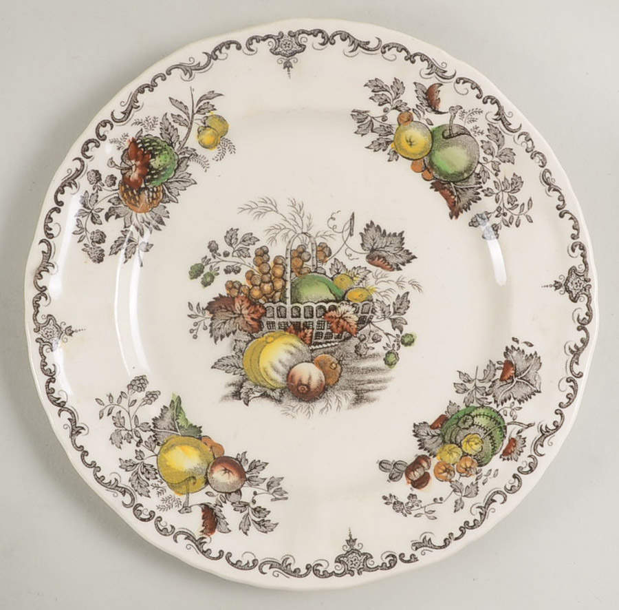 Fruit Basket Brown Multicolor Dessert/Pie Plate by Mason's-1
