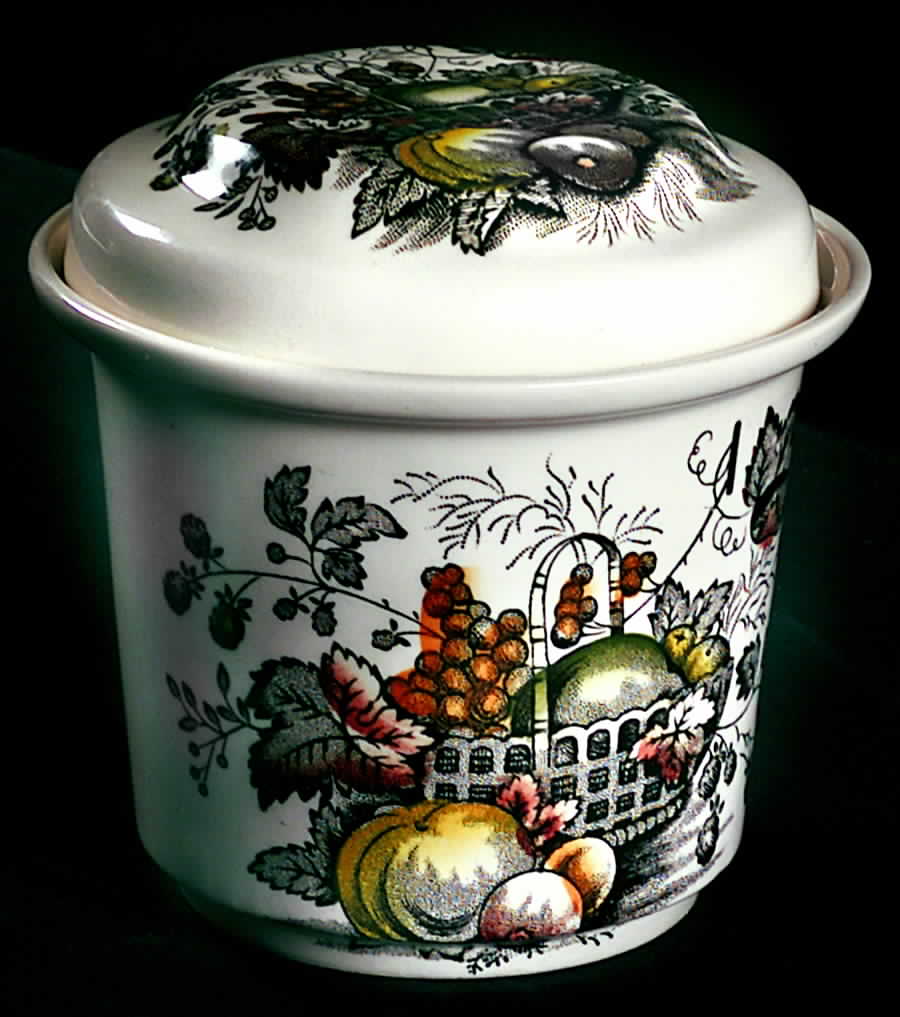 Fruit Basket Brown Multicolor Drip Jar & Lid (No Strainer) by Mason's-1