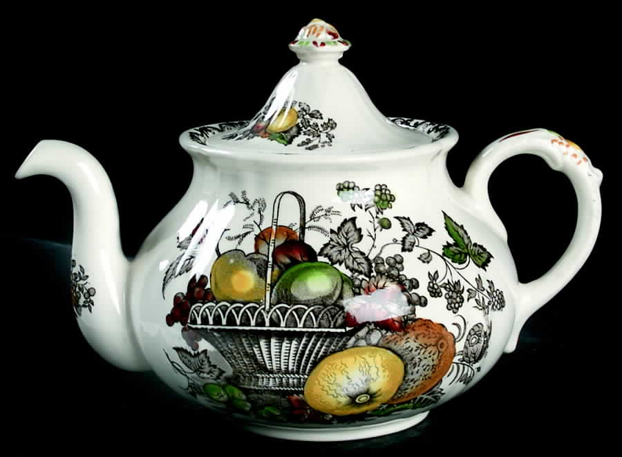 Fruit Basket Brown Multicolor Teapot & Lid by Mason's-1