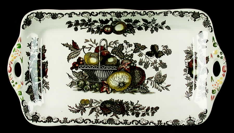Fruit Basket Brown Multicolor Large Sandwich Tray by Mason's-1