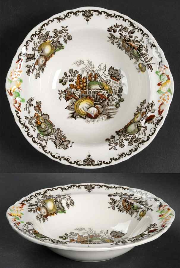 Fruit Basket Brown Multicolor Lugged Cereal Bowl by Mason's-1