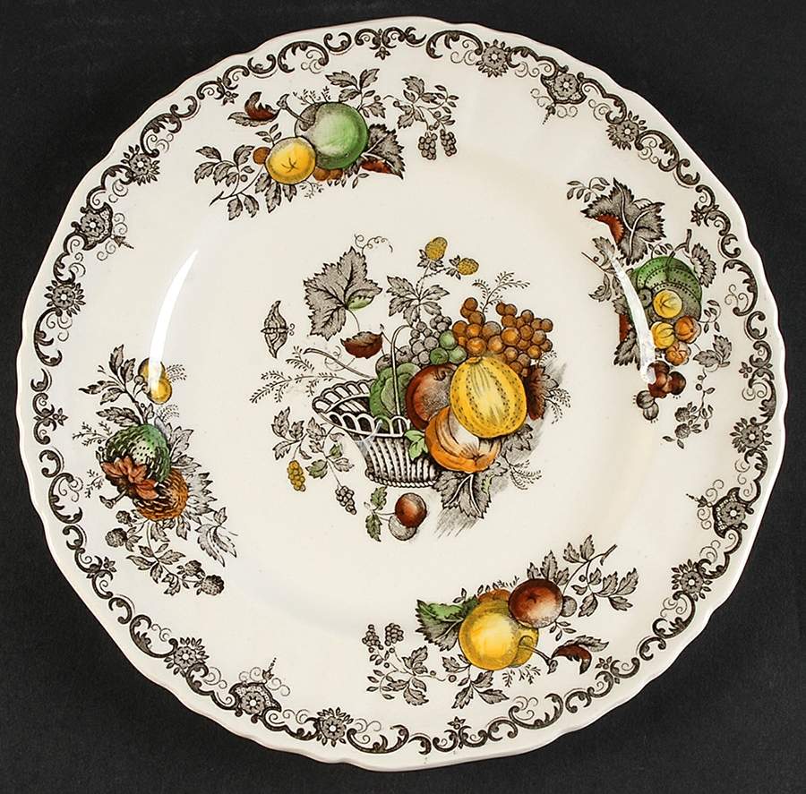 Fruit Basket Brown Multicolor Luncheon Plate by Mason's-1