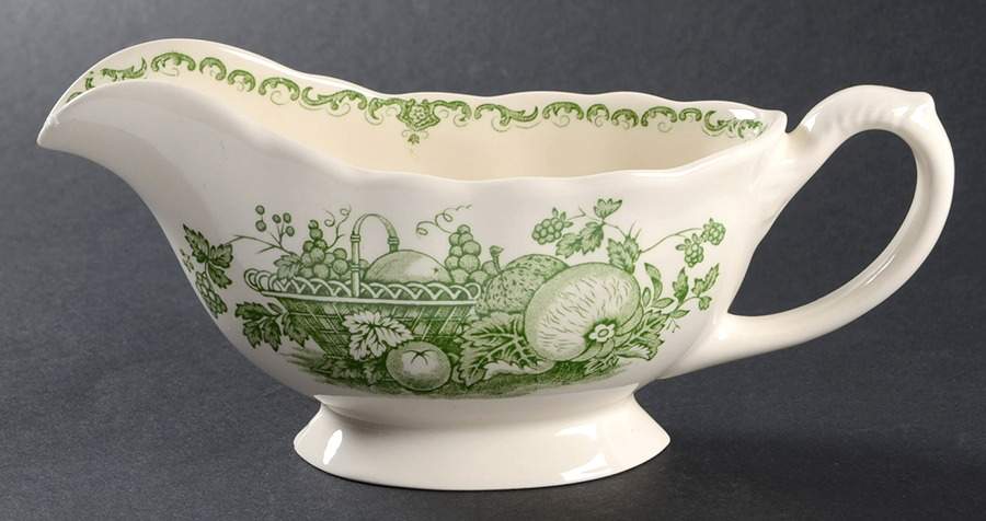 Fruit Basket Green Gravy Boat by Mason's-1