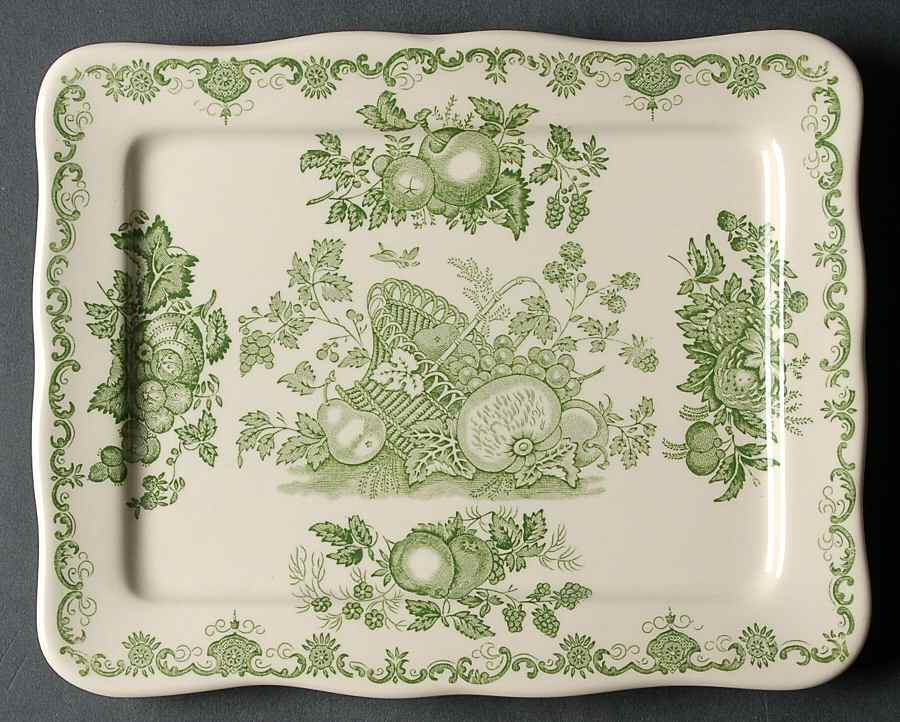 Fruit Basket Green Cheese Dish with Lid, Base Only (Wedge) by Mason's-1