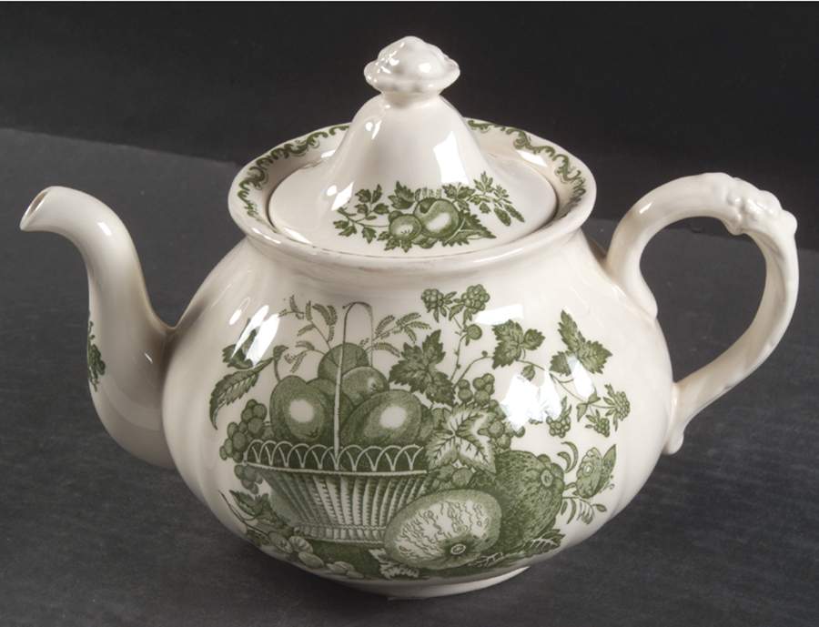 Fruit Basket Green Teapot & Lid by Mason's-1