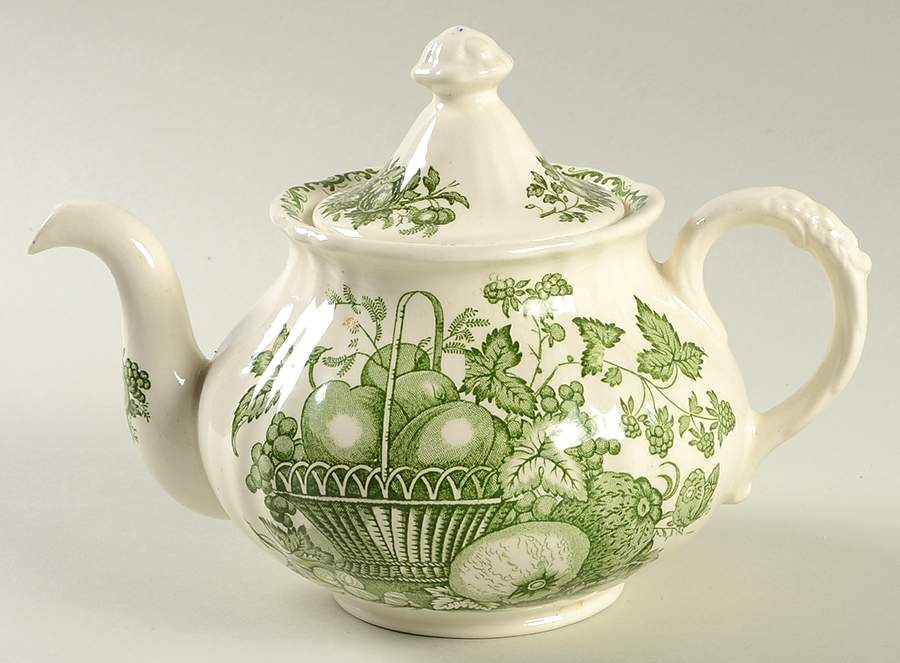 Fruit Basket Green Small Teapot & Lid by Mason's-1