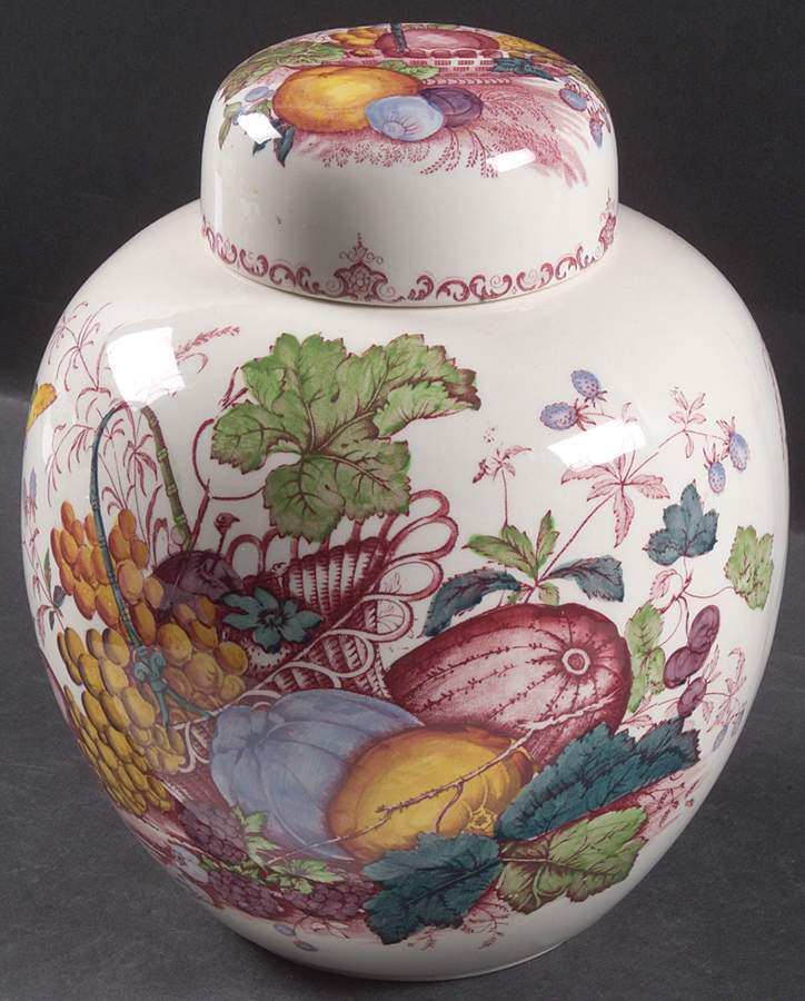 Fruit Basket Red Multicolor Large Prunus Jar & Lid by Mason's-1