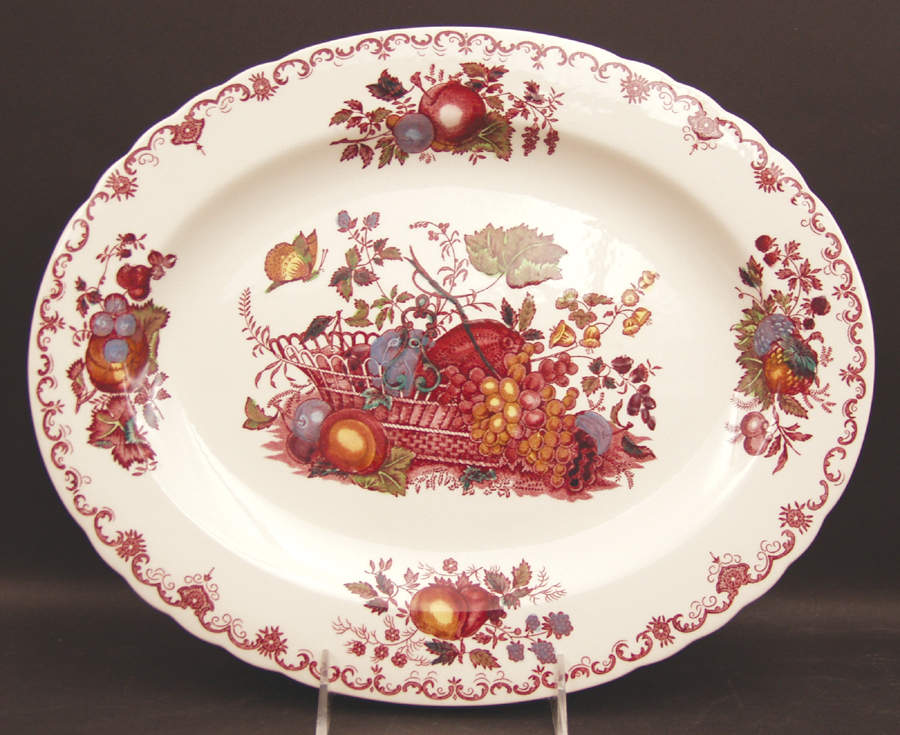 Fruit Basket Red Multicolor 13" Oval Serving Platter by Mason's-1