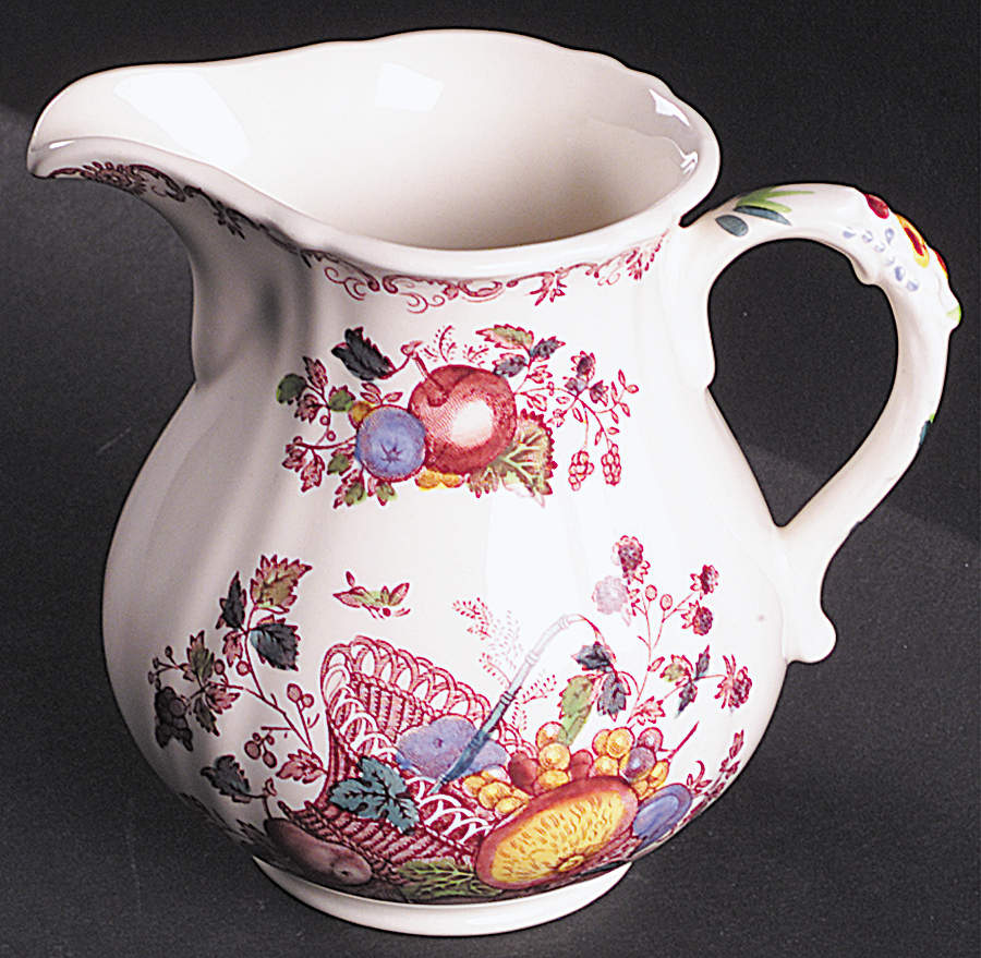 Fruit Basket Red Multicolor Large Romney Jug by Mason's-1