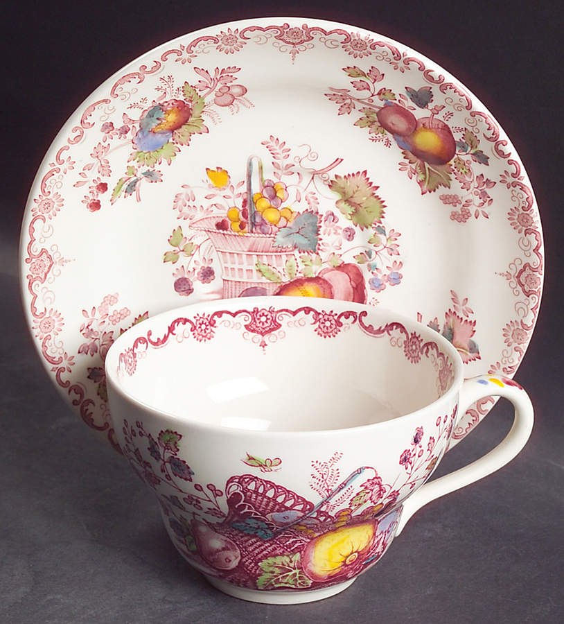 Fruit Basket Red Multicolor Jumbo Cup & Saucer Set by Mason's-1