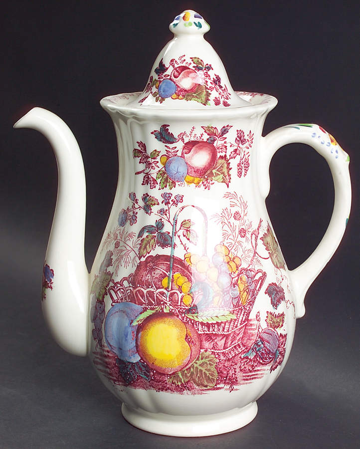 Fruit Basket Red Multicolor Coffee Pot & Lid by Mason's-1