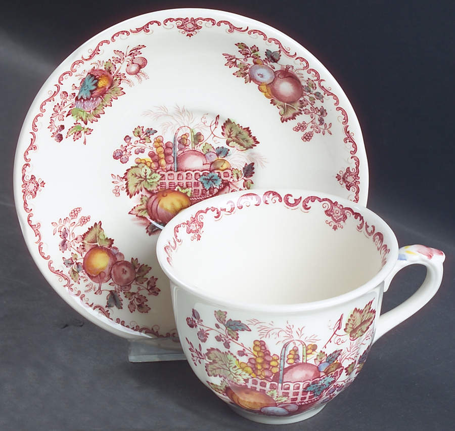Fruit Basket Red Multicolor Breakfast Cup & Saucer Set by Mason's-1