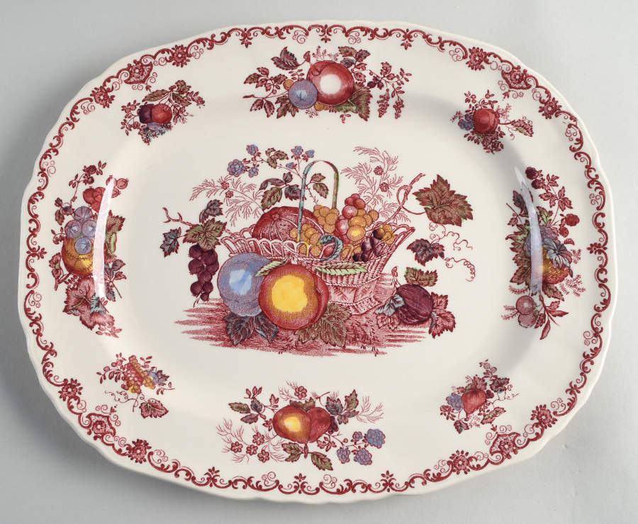 Fruit Basket Red Multicolor 13" Rectangular Serving Platter by Mason's-1