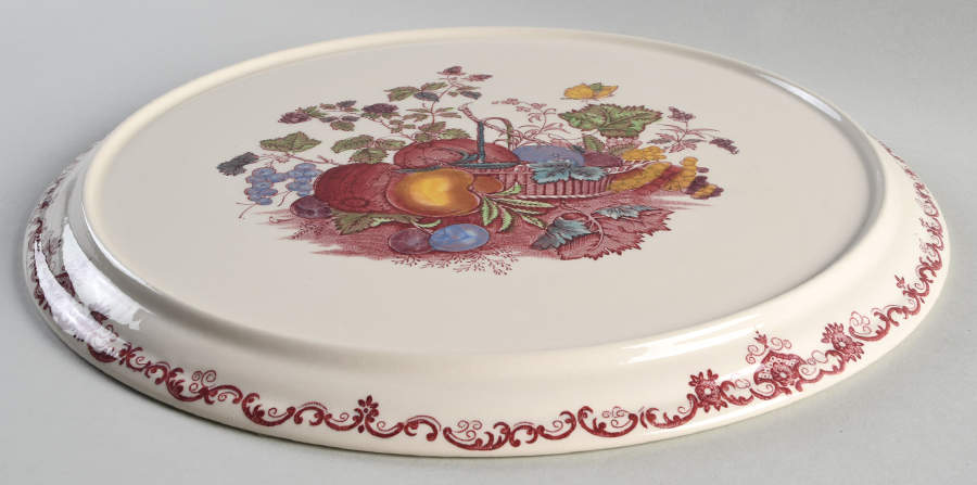 Fruit Basket Red Multicolor Large Covered Cake Plate No Lid by Mason's-1