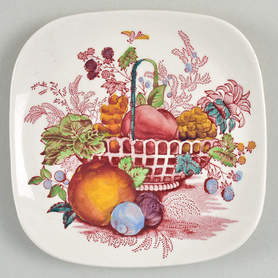 Fruit Basket Red Multicolor Square Appetizer Plate by Mason's-1