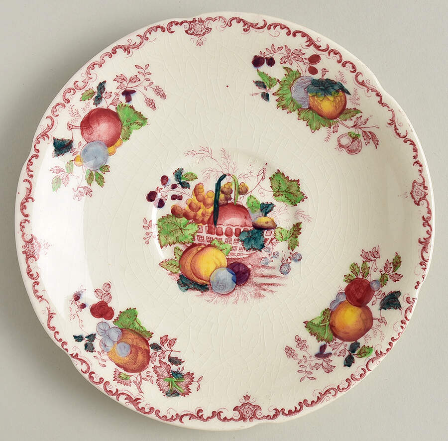 Fruit Basket Red Multicolor Saucer for Cream Soup Bowl by Mason's-1