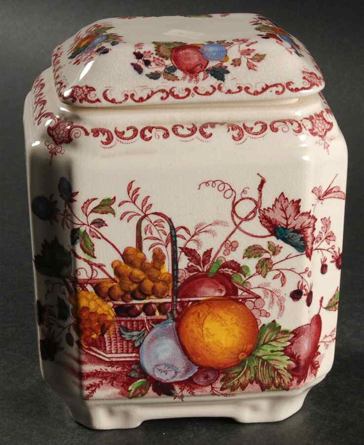 Fruit Basket Red Multicolor Fan Jar & Lid by Mason's-1