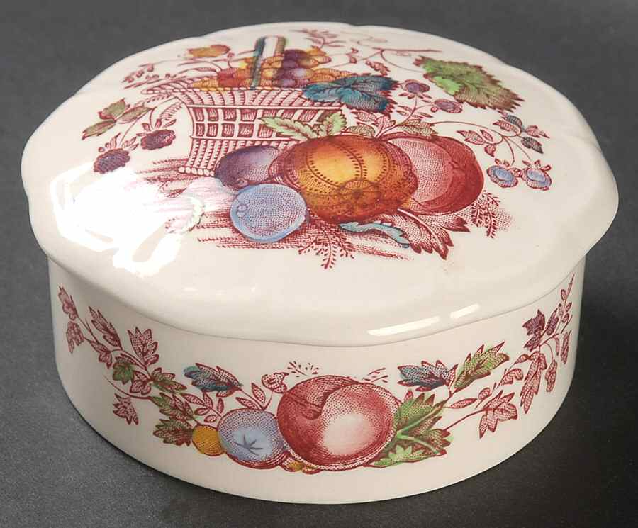 Fruit Basket Red Multicolor Round Box & Lid by Mason's-1