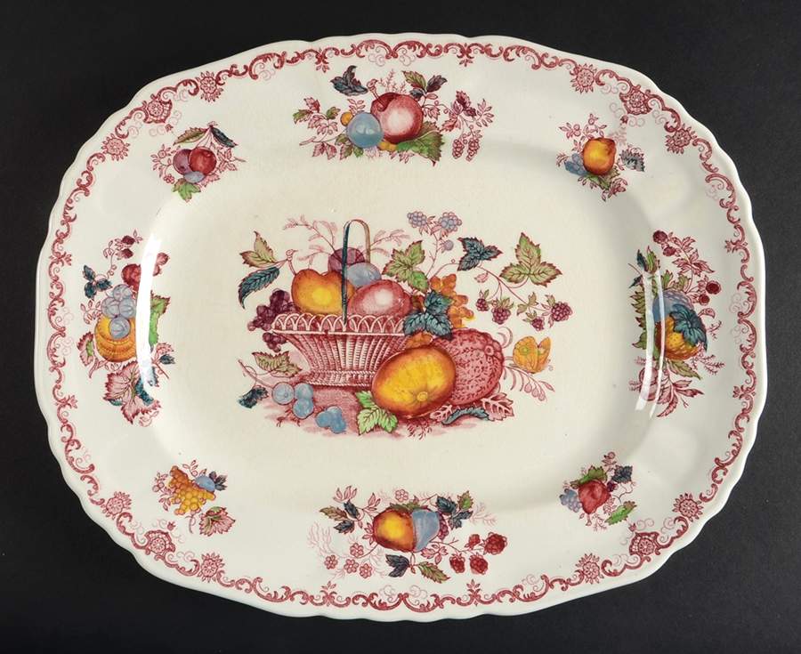 Fruit Basket Red Multicolor 12" Oval Serving Platter by Mason's-1