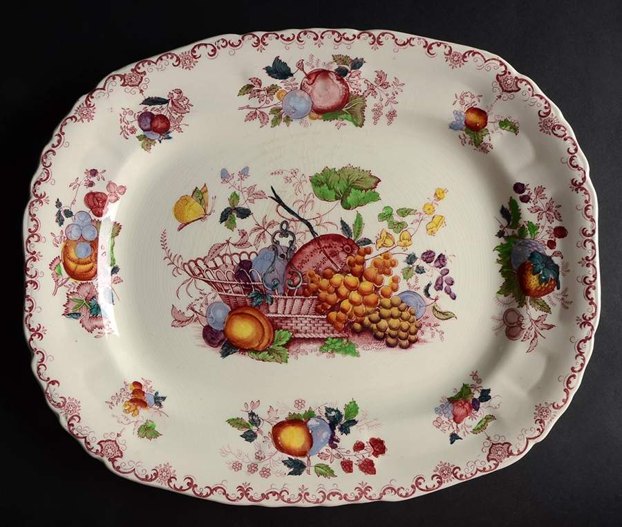 Fruit Basket Red Multicolor 15" Rectangular Serving Platter by Mason's-1