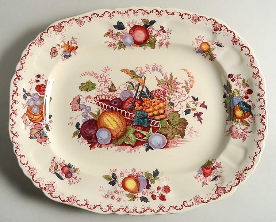Fruit Basket Red Multicolor 17" Oval Serving Platter by Mason's-1