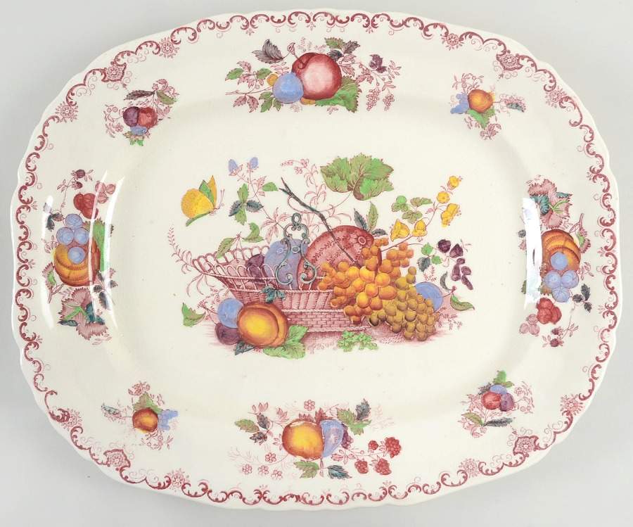 Fruit Basket Red Multicolor 15" Oval Serving Platter by Mason's-1