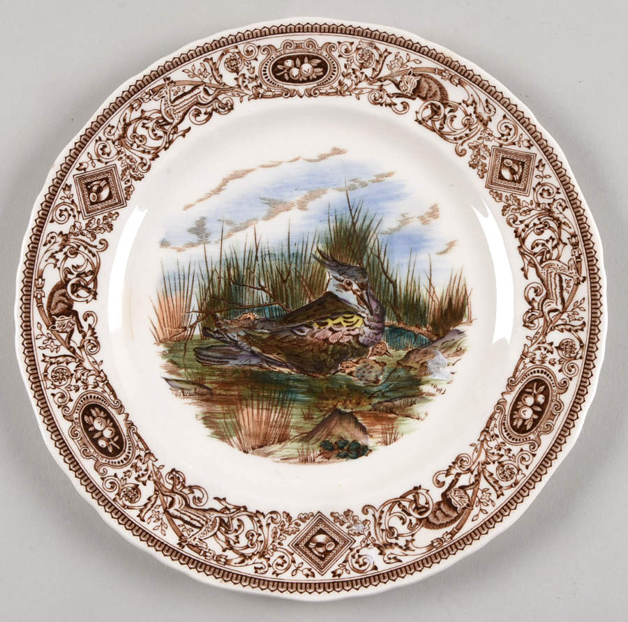 Game Birds Brown Multicolor Salad Plate by Mason's-1
