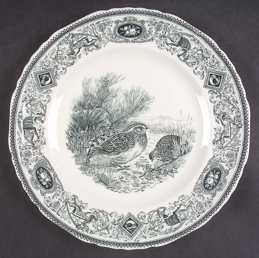 Game Birds Green Dinner Plate by Mason's-1