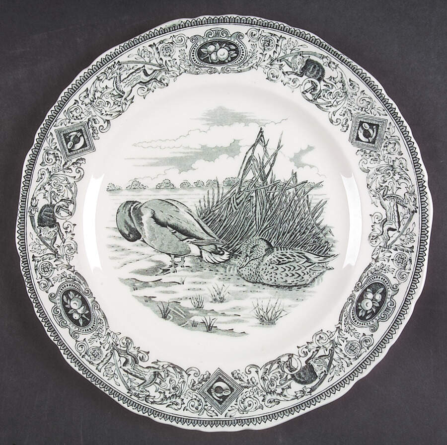 Game Birds Green Dinner Plate by Mason's-1
