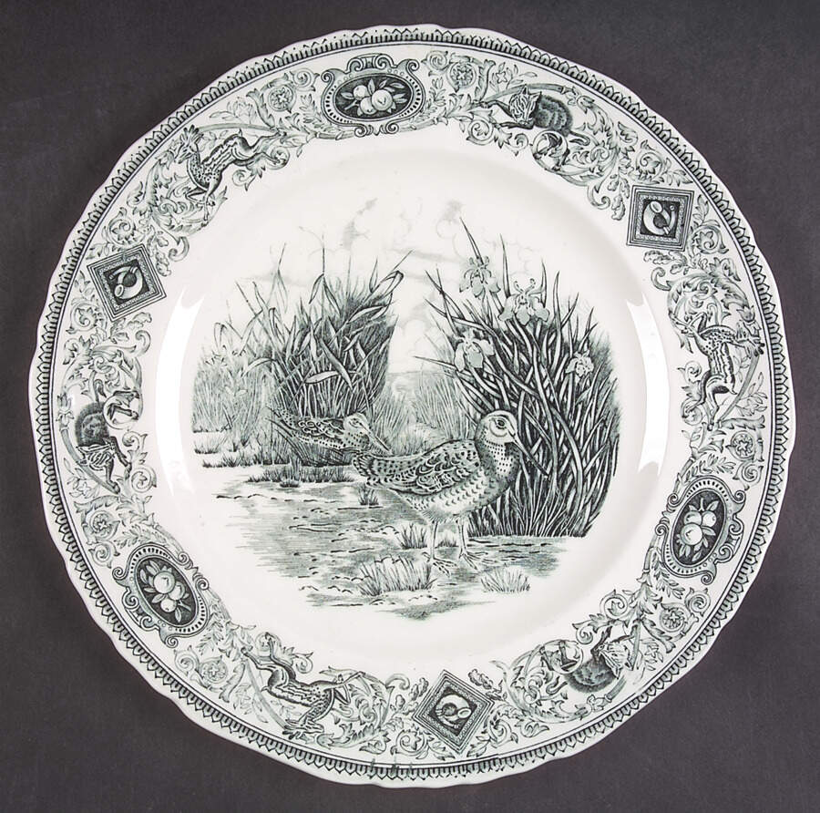 Game Birds Green Dinner Plate by Mason's-1
