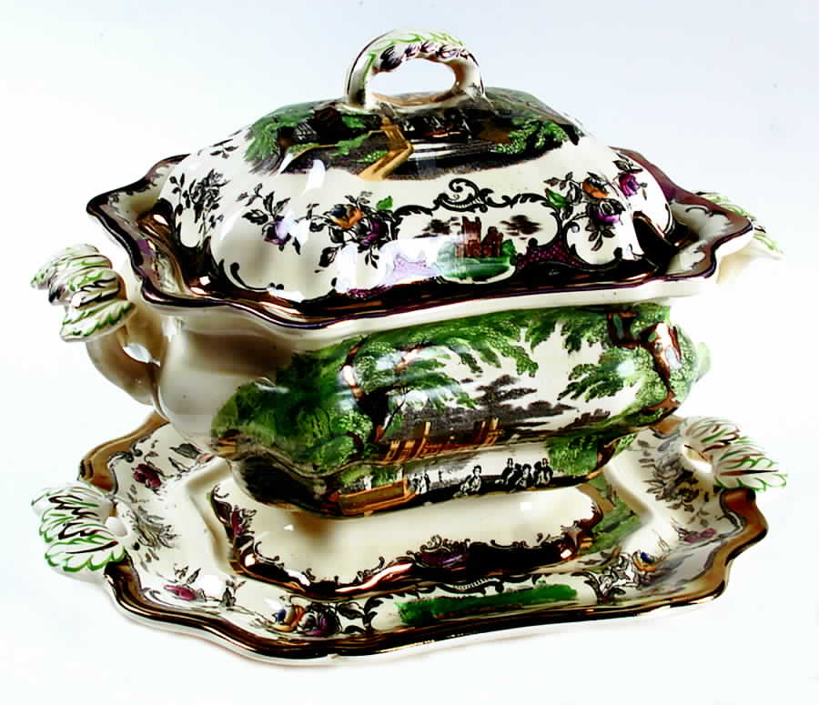 Leeds Rectangular Tureen & Lid with Underplate by Mason's-1