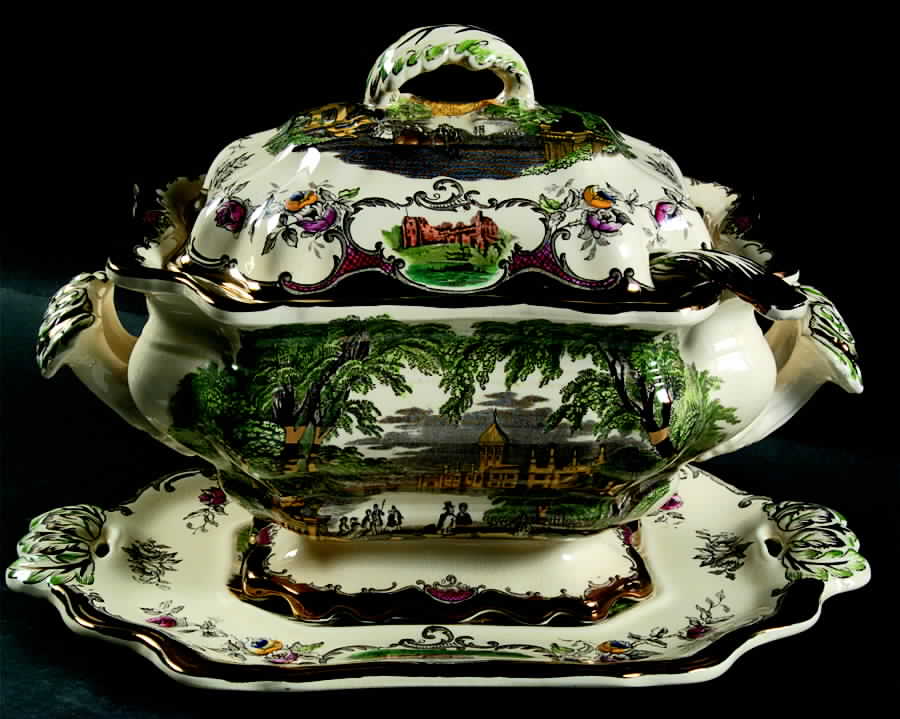 Leeds Tureen & Lid w/Ladle & Underplate by Mason's-1