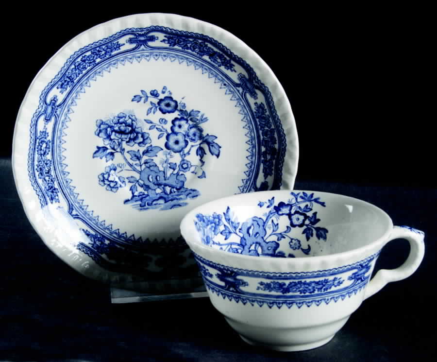 Manchu Blue Flat Cup & Saucer Set by Mason's-1