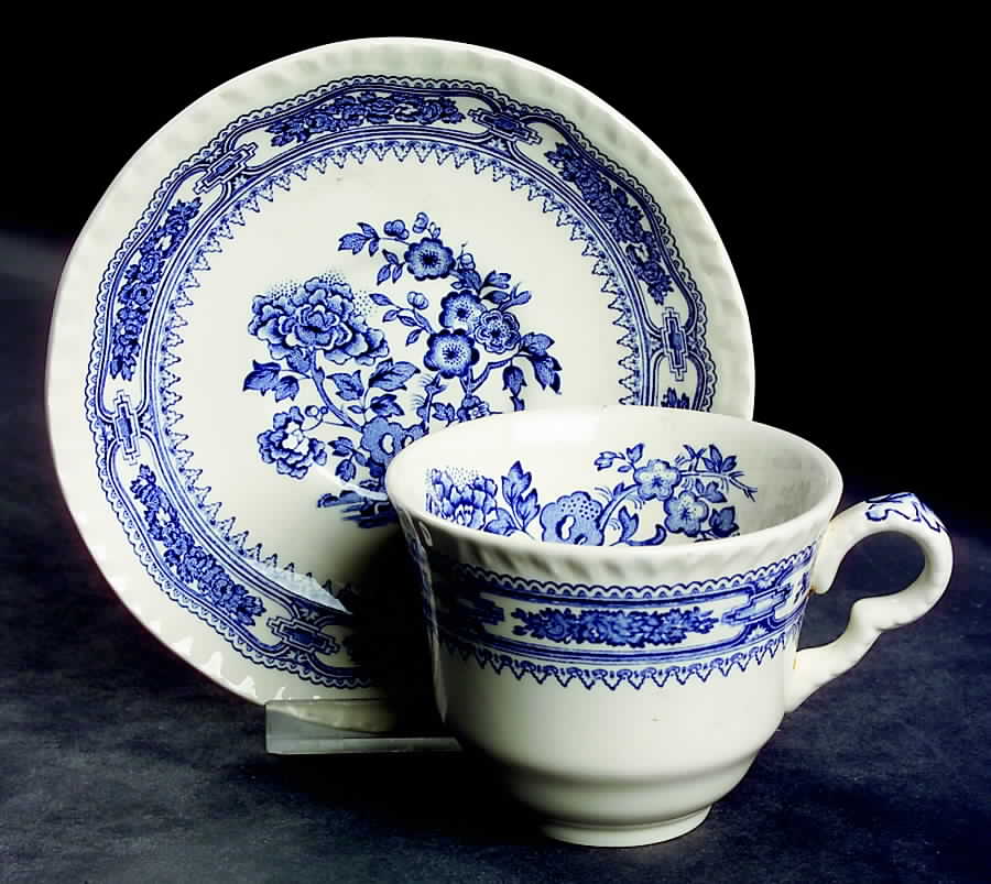 Manchu Blue Flat Cup & Saucer Set by Mason's-1